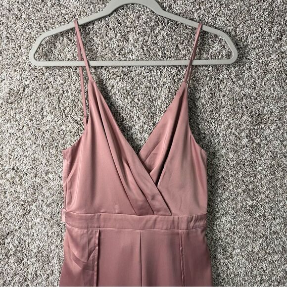 Lulus Jumpsuit Women’s Small Classy Night Out Maeve Satin Slit Leg NWT - Picture 6 of 15